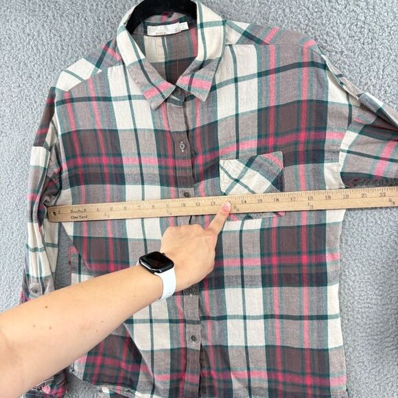 Prana Women's Size S Crimson Percy Plaid Casual Button Front Long Sleeve Hiking - Picture 7 of 10